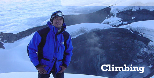 Standing at the rim of Cotopaxi's smoking crater