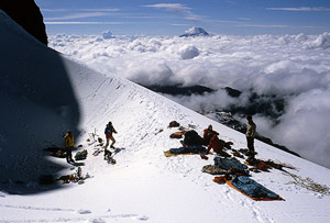 Bivouac on El Altar, with Sangay in the distance